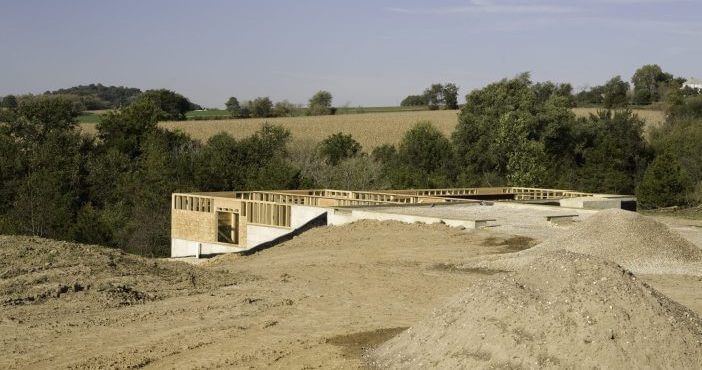 a new home is being built in the country