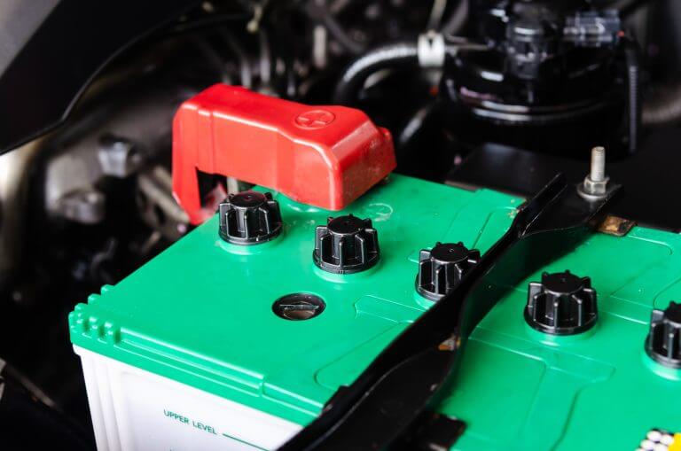 close up of a new car battery
