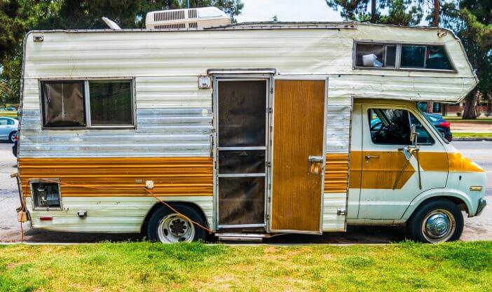 Close view of trailer parked in North Hollywood