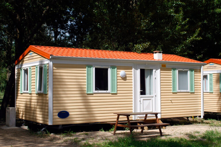 Mobile home holiday in a French campsite in the department of Gard, Cevennes region