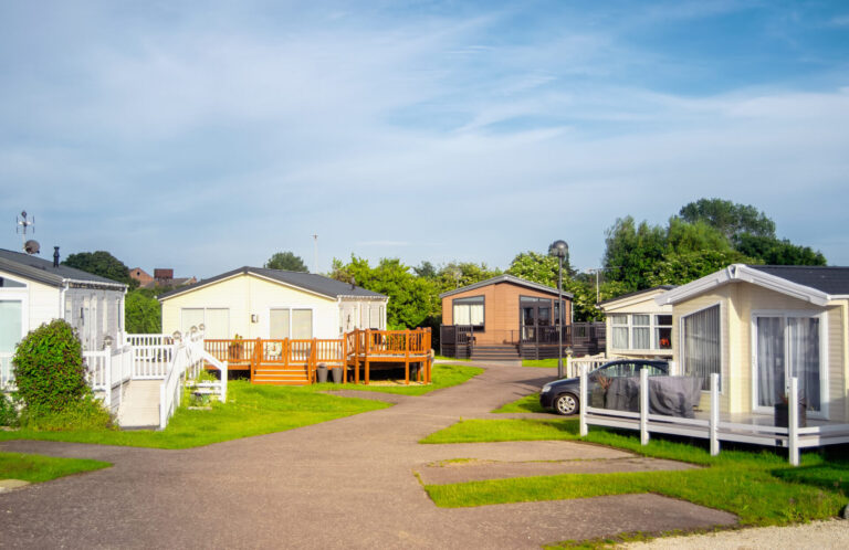Static caravan houses in England.