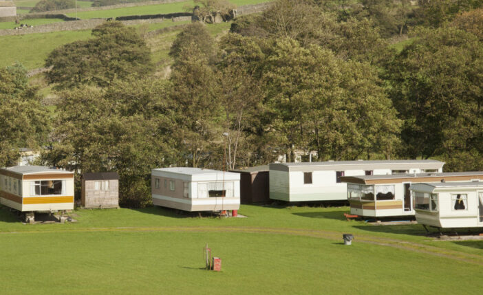 A small caravan site in the Yorkshire Dales National Park, North Yorkshire, England.